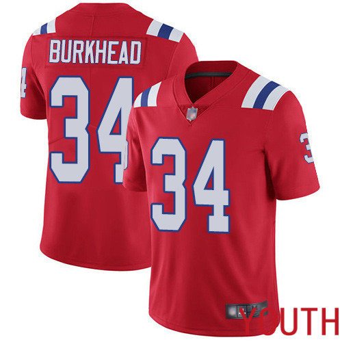 New England Patriots Football #34 Vapor Limited Red Youth Rex Burkhead Alternate NFL Jersey->youth nfl jersey->Youth Jersey
